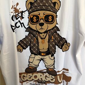 White Graphic Hoodie Get rich bling Paris